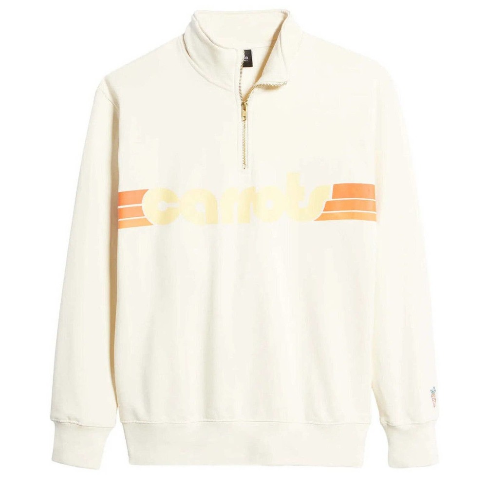 Carrots By Anwar Carrots Men's Retro Quarter Zip Sweatshirt in Cream